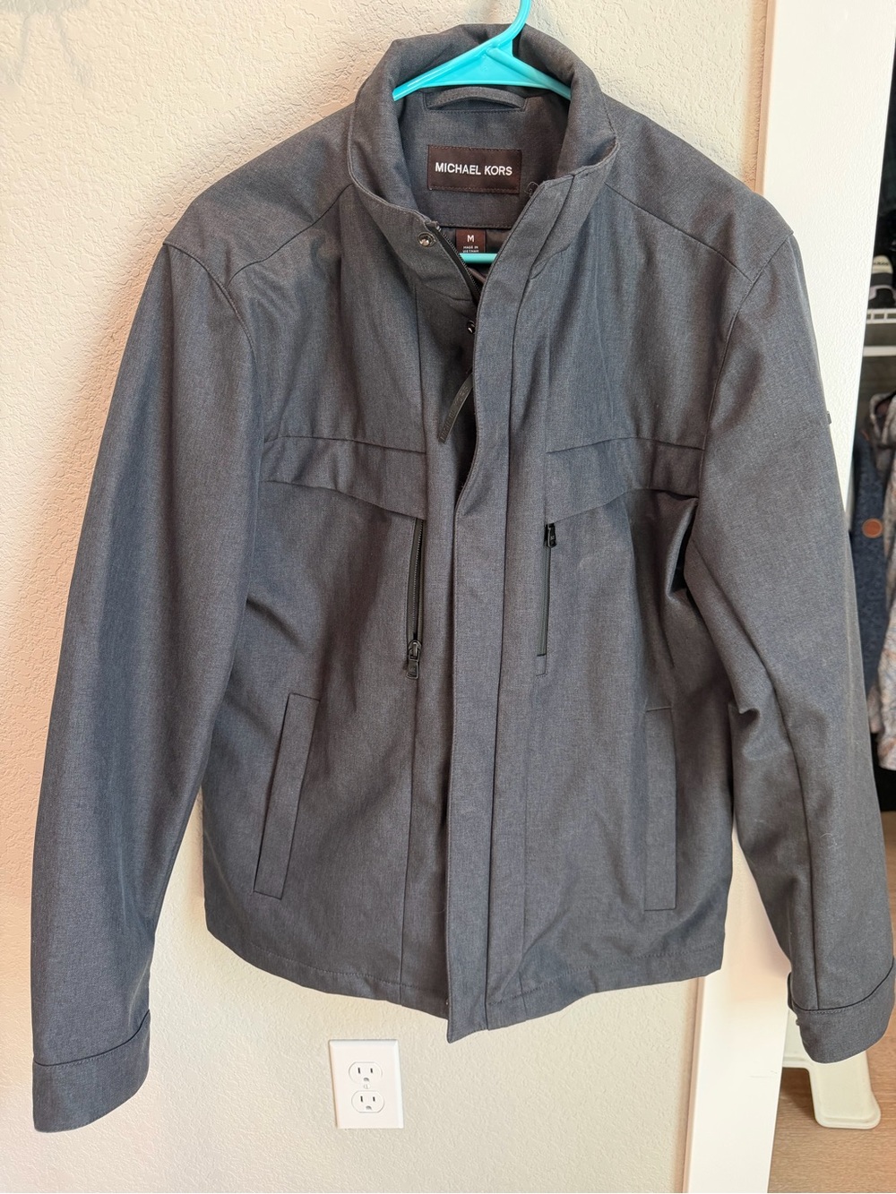Michael Kors Men's Charcoal Gray Lightweight Zip Jacket